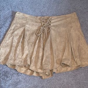 Suede lace up shorts